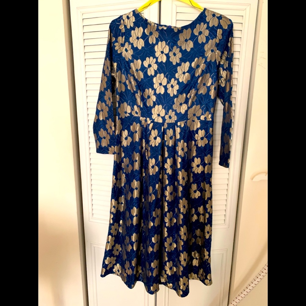 Navy blue and gold dress